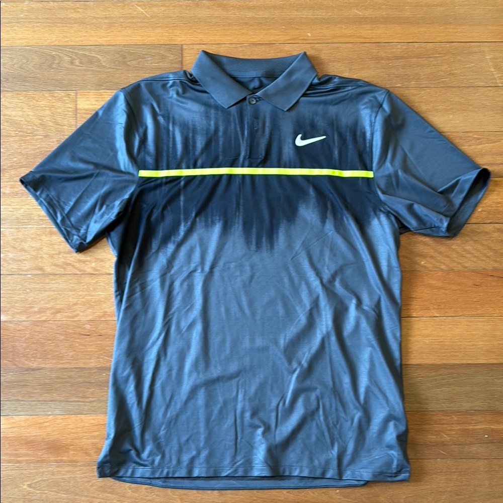 Nike Gray and Yellow Polo Shirt Performance Design